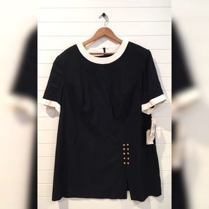 Dani Max NEW Vintage Plus Size Mini 80s Mod Sailor Nautical Dress Shoulder Pads